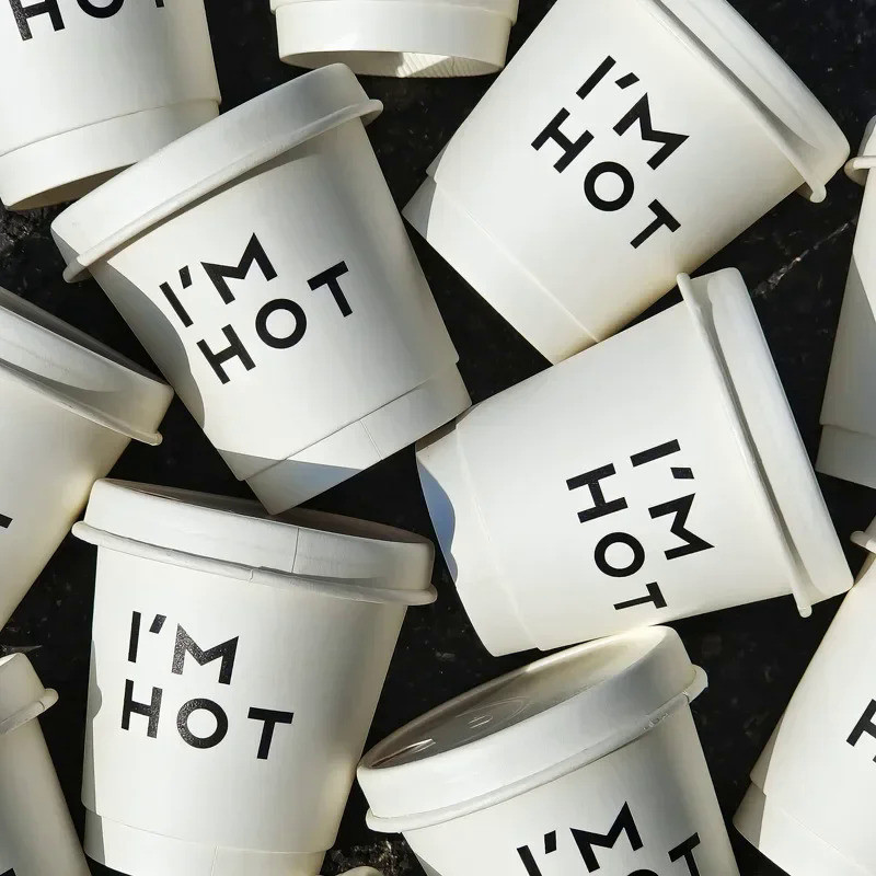 10oz Disposable Paper Cups with Lids IM HOT Double Thickened Cups Bubble Tea Coffee Milk Paper Cups 