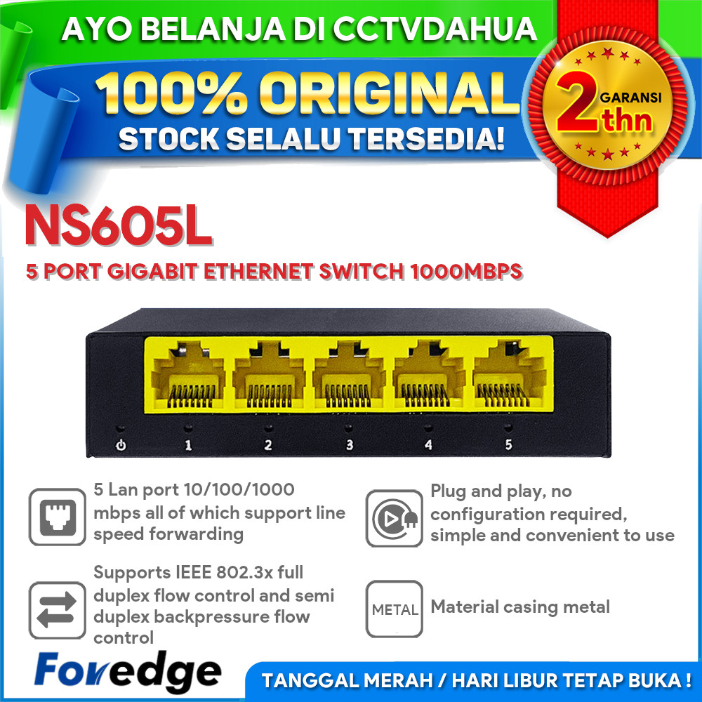 FOREDGE NS605L 5 PORT GIGABIT ETHERNET SWITCH 1000MBPS