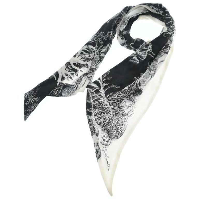 JUST cavalli Scarf Women black White overall pattern Direct from Japan Secondhand