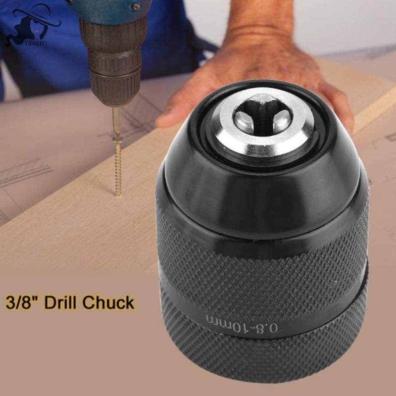 Lishu Keyless เจาะ Chuck 3/8 ด้าย 0.8 มม.-10 มม.ฟังก์ชั่นล็อคโลหะเจาะ Chuck สําหรับมือสว่านไฟฟ้า th