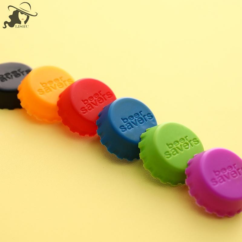 Lishu 6 ชิ้น/เซ็ตขวดซิลิโคนแบบใช้ซ้ําได้สดหมวก Stopper ขวดโซดาหมวกเบียร์ th