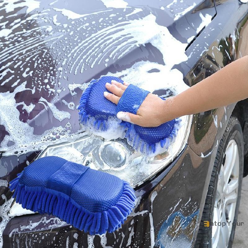 กินopyour] เครื่องล้างรถไฟเบอร์ละเอียดพิเศษฟองน้ําแปรงทําความสะอาด Car Care รายละเอียดแปรงซักผ้าผ้าขนหนูถุงมือรถอุปกรณ์จัดแต่งทรงผมใหม่