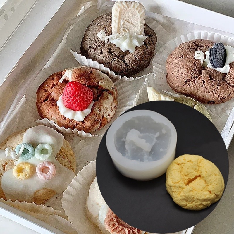 ขนมปังจําลองขนมปังปิ้ง ทําเอง เทียนขนมซิลิโคนแม่พิมพ์ฐานเค้กแม่พิมพ์ที่ทําด้วยมือดินเรซิ่น เคลื่อนไหว 3ง ซิลิโคนเทียนแม่พิมพ์