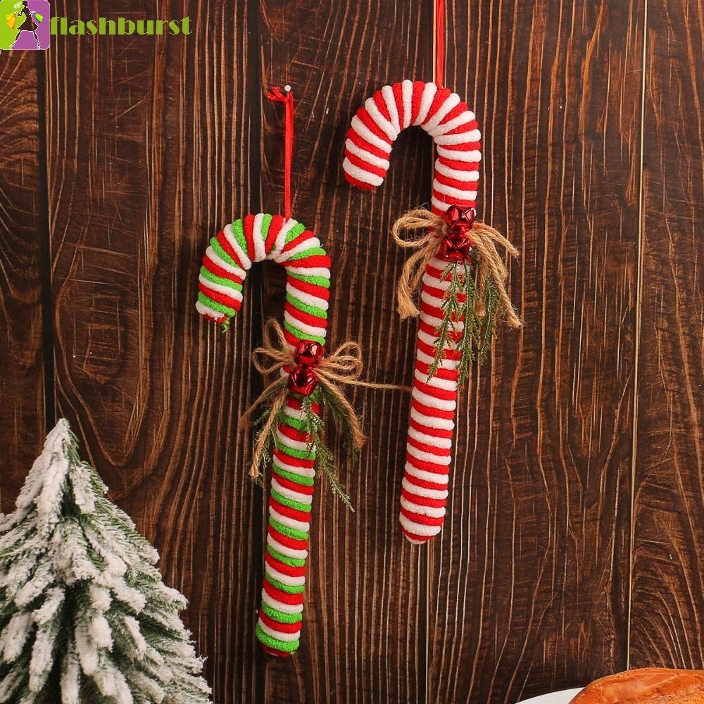 Flashburst Candy Christmas Cane, การ์ตูน Handmade แขวน Candy Cane เครื่องประดับ, Creative สีแดงและสีขาวตลก Plush Cane Candy Xmas Decor