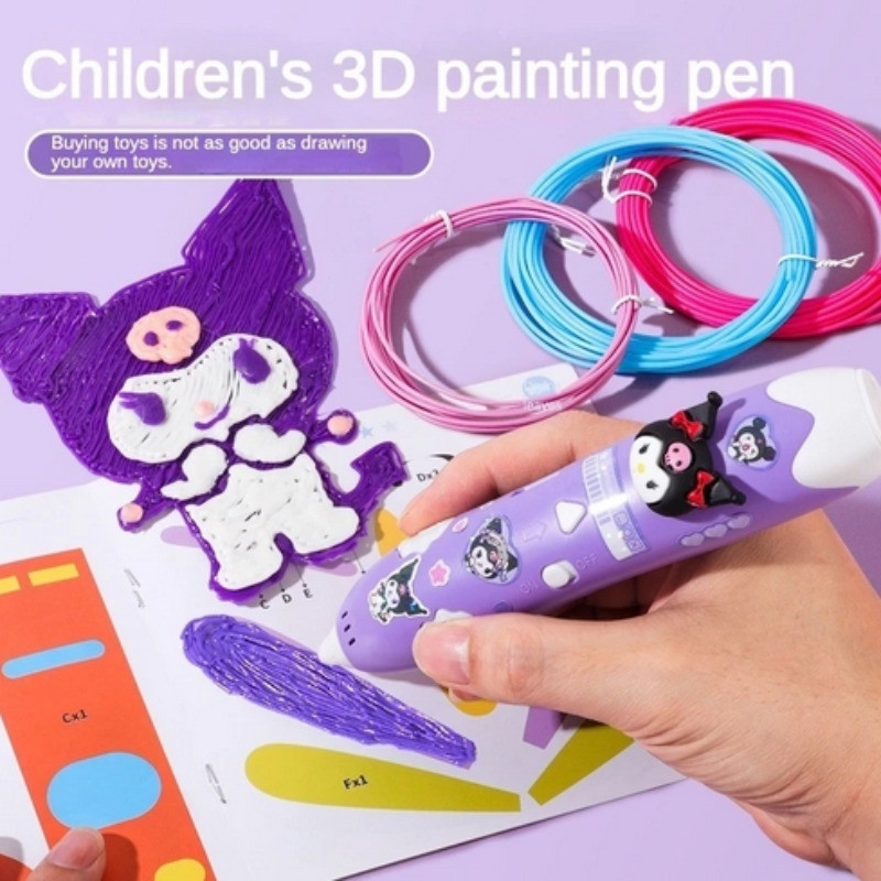 Sanrio 3D การพิมพ์สามมิติปากกาอะนิเมะ Hello Kitty Kuromi DIY วาดปากกาน่ารักอุณหภูมิต่ําอัจฉริยะ Doodle ปากกา