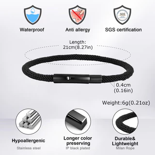 VNOX วีน็อกซ์ สร้อยข้อมือเชือกมิลานสําหรับผู้ชายผู้หญิง,สร้อยข้อมือคู่เรียบง่ายสแตนเลส,ของขวัญเครื่องประดับวันวาเลนไทน์