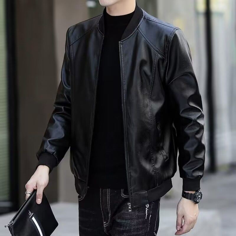 เสื้อแจ็คเก็ตหนังผู้ชายฤดูใบไม้ร่วง/ฤดูหนาวลําลองอบอุ่นสไตล์เกาหลีเทรนด์แฟชั่นสําหรับชายหนุ่ม