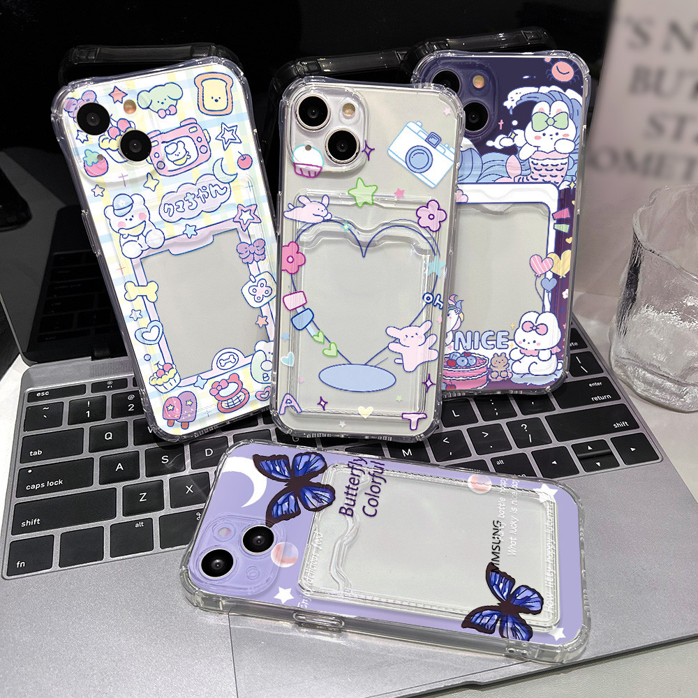 ซองใส่บัตรรูปถ่ายแบบใสสำหรับ เคส For iPhone 11 17 13 16 15 12 14 Pro Max 7 8 Plus SE XS Max เคสไอโฟน Air คสซิลิโคนแบบใส