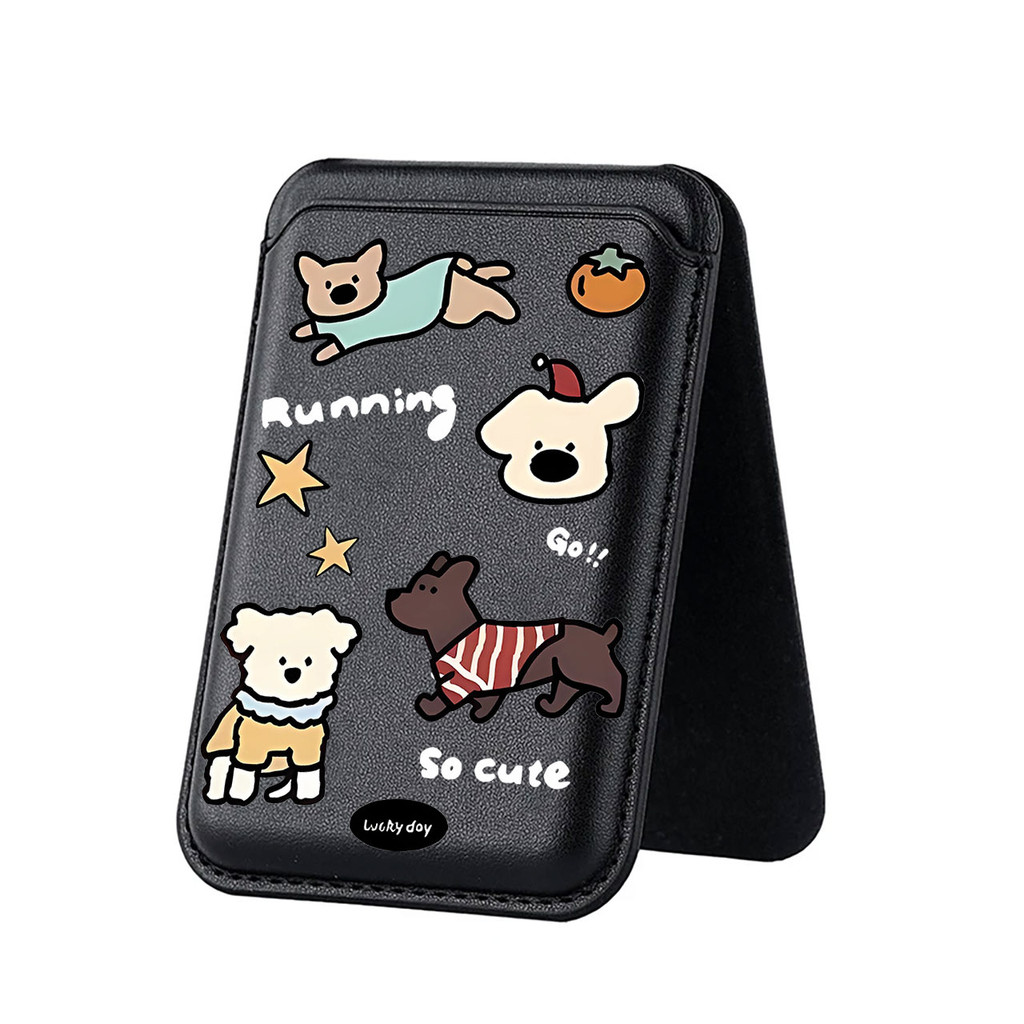 กระเป๋าสตางค์ลายลูกสุนัขหลายพันธุ์สําหรับ iPhone 16 15 14 13 12 pro Max 16 PLUS 17pro การ์ดที่วางโทรศัพท์สําหรับกรณีกระเป๋า