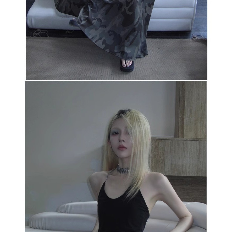 กระโปรงยาวเอวสูงสไตล์พรางสำหรับหญิง แบบย้อนยุคปี 2025 ออกแบบซอกยืดหยุ่นและดูผอมเพรียว - รูปที่ 6