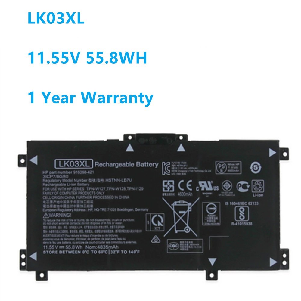 LK03XL Battery For HP Envy 17M 15m-bp012dx HSTNN-UB7I HSTNN-LB7U 916368-421 TPN-W127 TPN-W128 TPN-W129 916368-541 11.55V