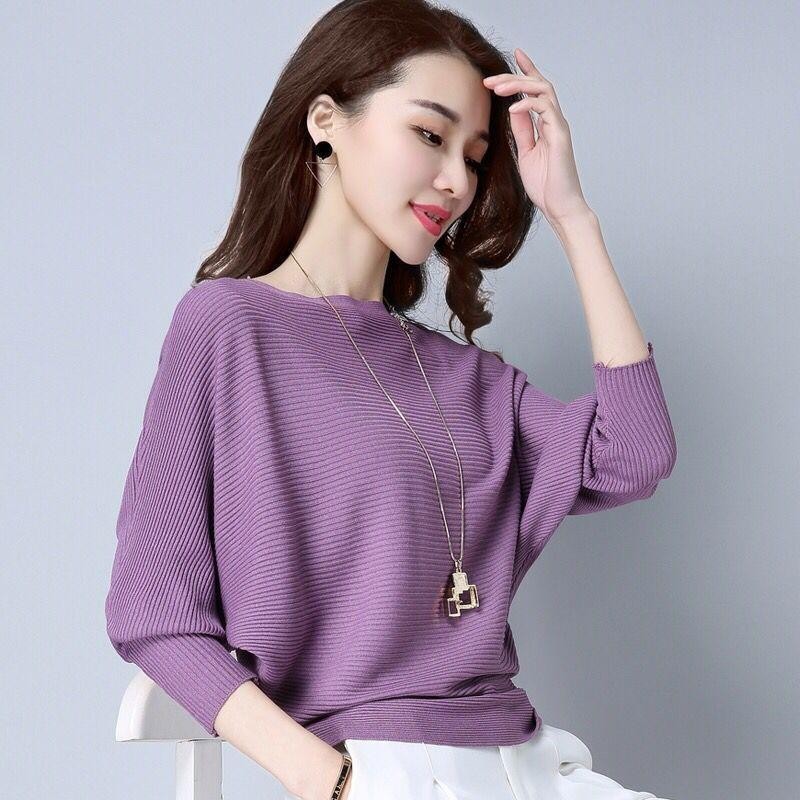เสื้อกันหนาวถักสำหรับผู้หญิง สไตล์โอ-เนック เหมาะสำหรับฤดูใบไม้ร่วง