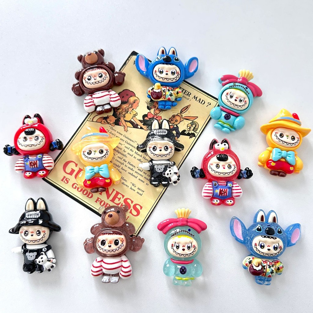 การ์ตูน 3D Labubu ตู้เย็นแม่เหล็กตู้เย็นตกแต่งบ้านของเล่นเด็กสร้างสรรค์