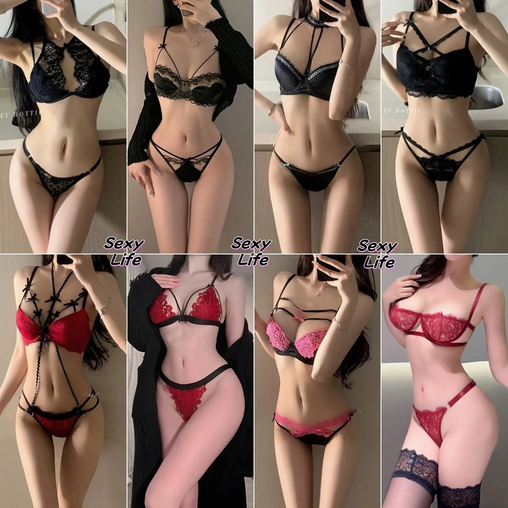 ชุดชั้นใน ลูกไม้ ชุด 2 ชิ้น 🎀 สายสะพายไหล่ปรับได้ ทัศนคติ บราเซ็กซี่ ชุดอ่อยแฟน หลากหลายสไตล์