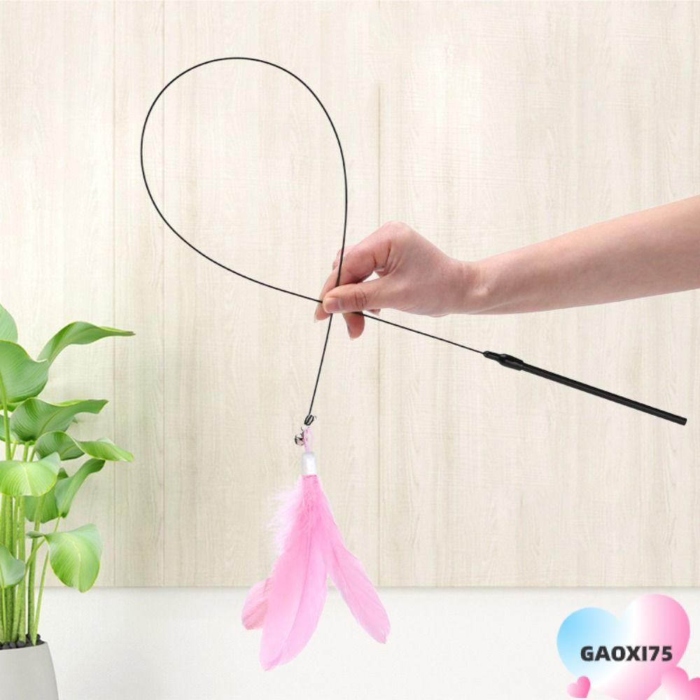 GAOXI75 Feathers Wand,เสายาว 80 ซม.ของเล่นแมว,พร้อมถ้วยดูดSuper Bell Bite-Resistable Interactiveของเล่นแมว Accesorios