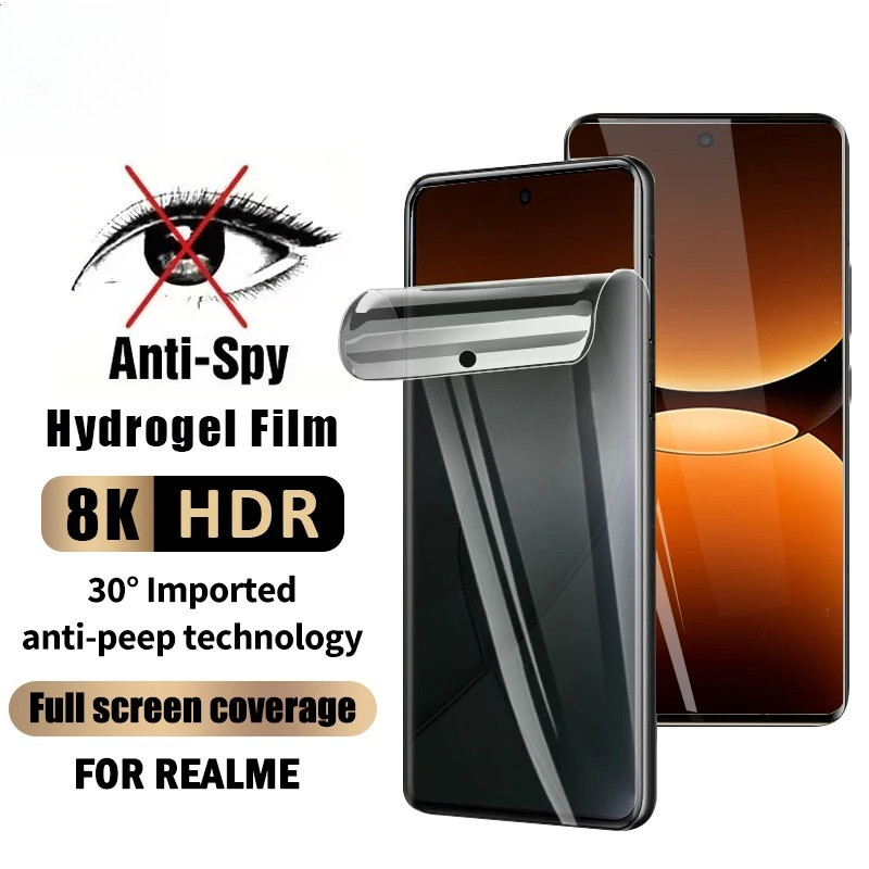 Full Curved HD และความเป็นส่วนตัว Hydrogel ฟิล์มสําหรับ Realme GT 5 6 6T 7 7T Pro GT2 GT3 GT5 GT7 Ex