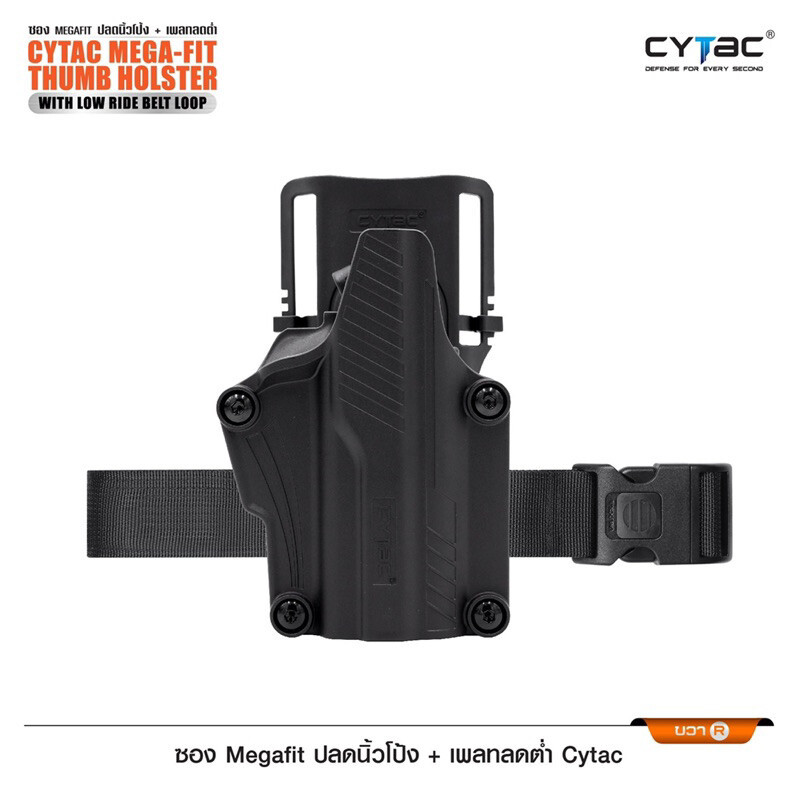 ซองพกนอก Megafit ปลดนิ้วโป้ง + เพลทลดต่ำ Cytac
