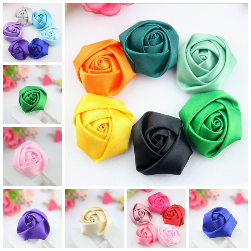 10 ชิ้น 4 ซม.3D Rose หัวดอกไม้ DIY Corsage Headwear Hairpin อุปกรณ์เสริมผมเข็มกลัด