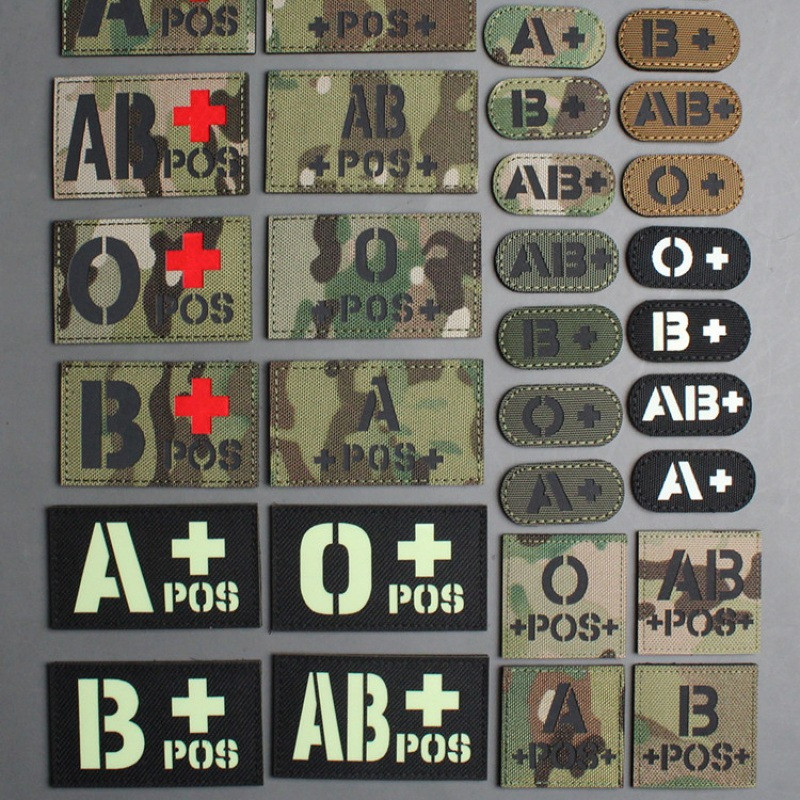 เลือดประเภทสะท้อนแสง/ส่องสว่าง Velcro ประเภท A ประเภท B ประเภท AB ประเภท O ประเภท + POS ยุทธวิธีเลือ