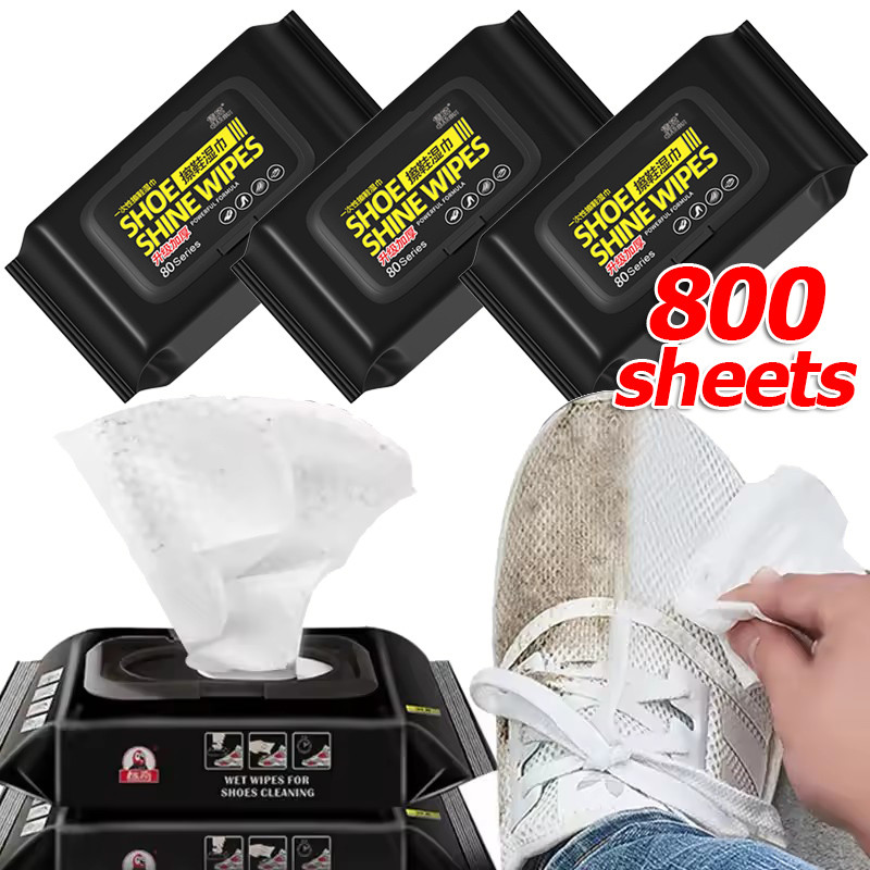 10/800 ชิ้นทิ้ง Shoeshine Wipes / ผ้าเช็ดทําความสะอาดการปนเปื้อนแบบพกพาสําหรับเครื่องมือทําความสะอาดรองเท้า