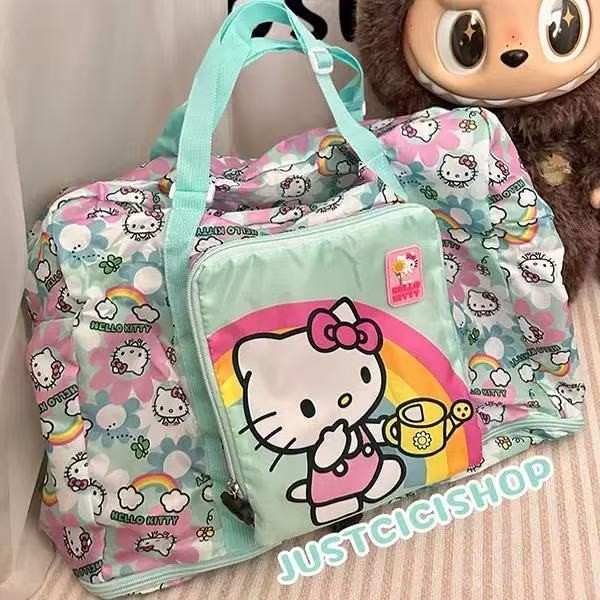 กระเป๋าเดินทาง Hello Kitty ทำจากไนลอนน้ำหนักเบา พับเก็บได้ง่าย มีความจุมาก