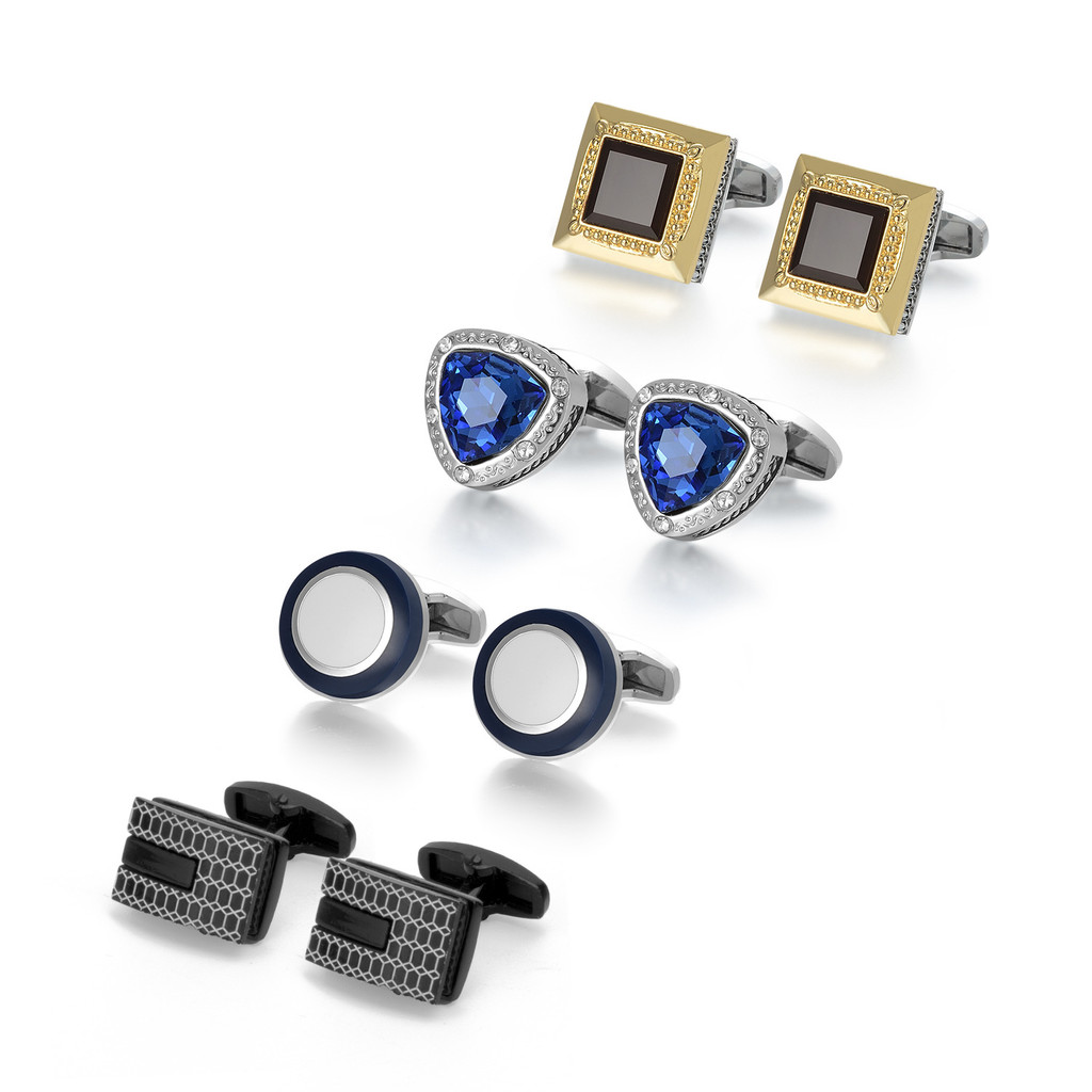 High-end กล่องสีดํา Cufflinks ส่วนบุคคลรังผึ้ง Cufflinks แฟชั่นอัญมณี Cufflinks ชุดหรูหราเพชร-studde