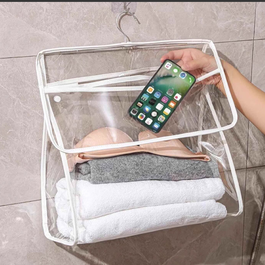 ถุงแขวนห้องน้ำแบบใส กระเป๋าเก็บของในห้องน้ำ PVC กันชื้น นตัวอเนกประสงค์ ถุงแขวน ชัดเจนในพริบตา กันน้ำและกันฝุ่น