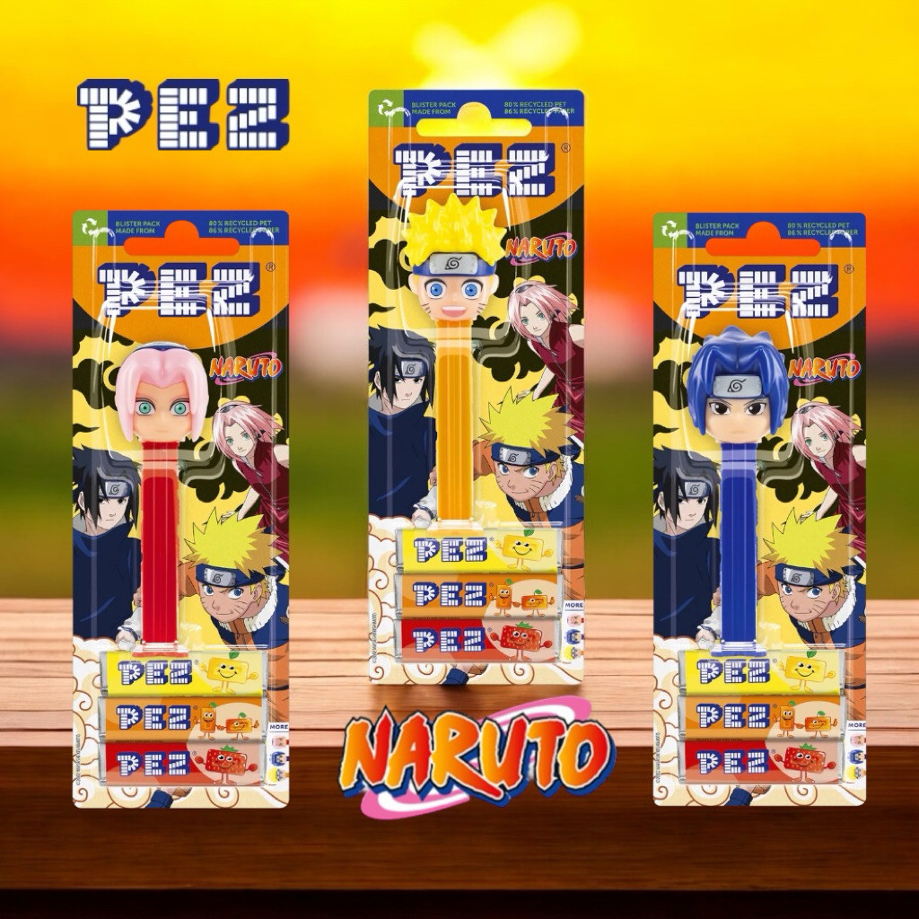 PEZ Dispenser Naruto เพซ ลูกอม รสสตรอเบอร์รี่และกลิ่นส้ม รสผลไม้