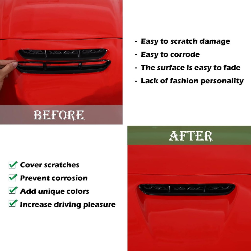 PIUGILH ด้านหน้าตัก Moulding Bezel ใช้งานร่วมกับ Corvette C6 Z06 ZR1 2005-2013, Air Flow Intake Scoo