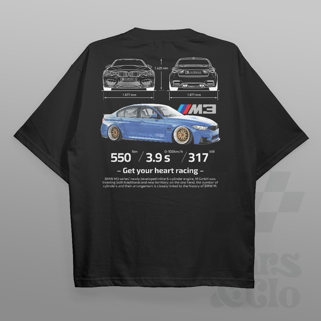 [S-5XL ขนาดเต็ม] เสื้อยืดผู้ชายสีดำพิมพ์ลายรถ BMW F80 M3 สีฟ้าและทอง ในสไตล์อินเทรนด์ ราคา ถูกที่สุด ดีลบีเคเค แกลเลอรีภาพที่ 3