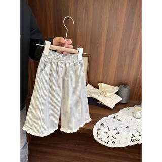 กางเกงขากว้างสไตล์ลำลองสำหรับฤดูร้อน จากผ้าฝ้ายและลินิน น้ำห…