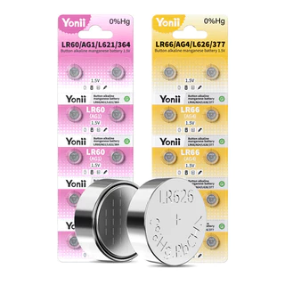 Yonii ถ่านกระดุมสำหรับนาฬิกาและอุปกรณ์อิเล็กทรอนิกส์ รุ่น LR626/LR66/SR626/AG4 และ LR621/SR621/LR60/AG1/364