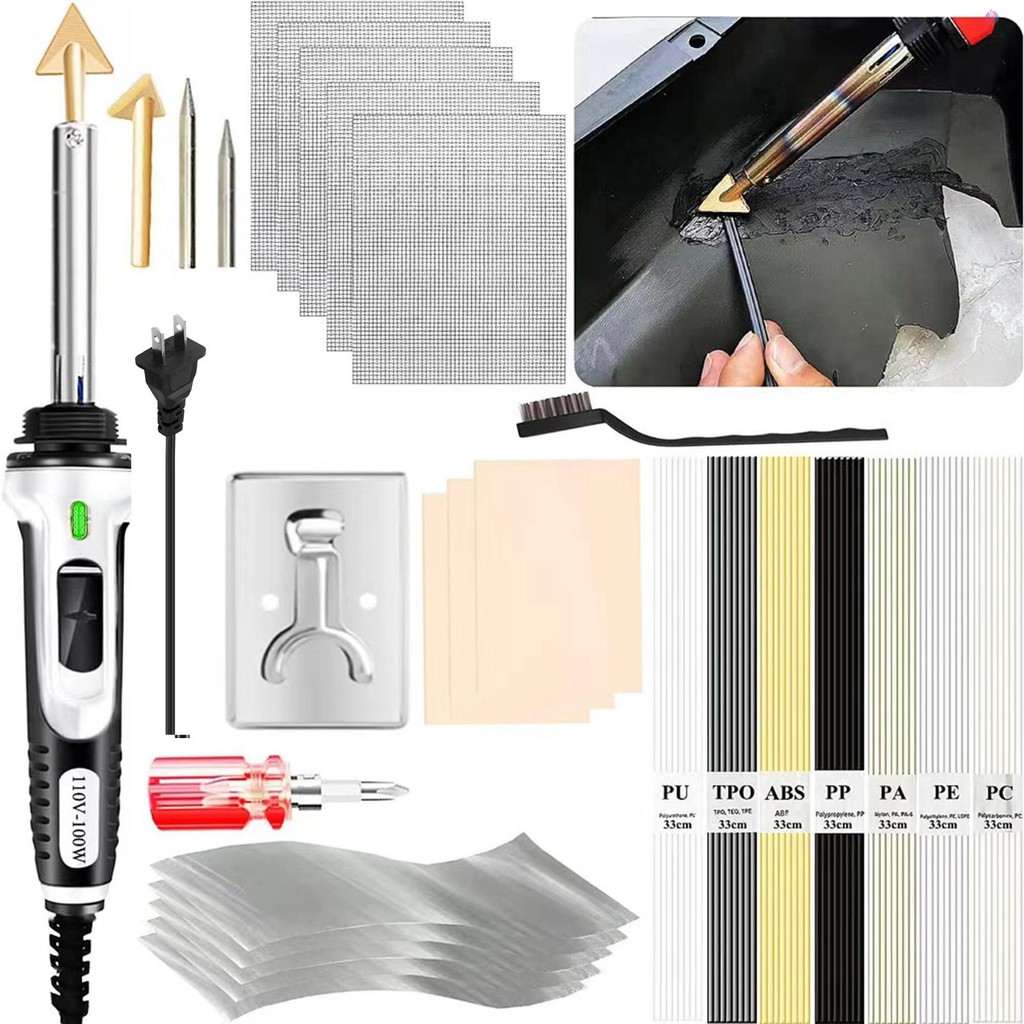 E * M 100W ชุดเชื่อมพลาสติก, 2-in-1 เครื่องเชื่อมพลาสติกและหัวแร้ง, 3 ความเร็วควบคุมอุณหภูมิ Solderi