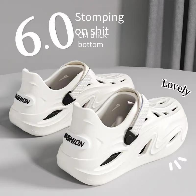 คุณภาพสูงรองเท้าแตะผู้ชายวัสดุ EVA 6.0 ซม.สูงหนา Soled รองเท้าแตะสุภาพสตรีคู่กลางแจ้ง Wading ขับรถ Dual-U