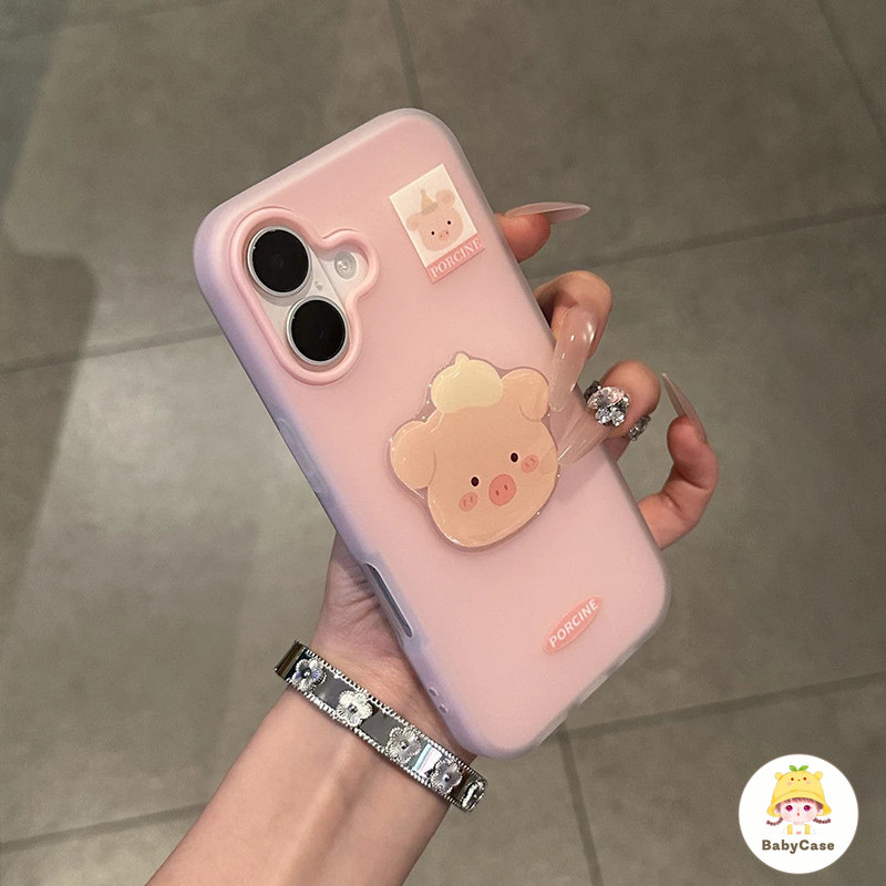 เคสไอโฟน17 15 สำหรับ iPhone 17 11 16 13 15 12 14 Pro Max 7 8 Plus XR X XS เคสลายการ์ตูนหมูน่ารักสีลูกกวาด 2 in 1 ใหม่