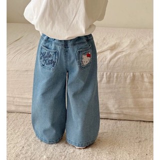 กางเกงยีนส์สำหรับเด็ก ออกแบบลายการ์ตูนแพทช์ สไตล์น่ารัก สวมใ…