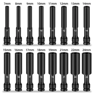ลูกบล็อกยาวพิเศษ ลูกบ๊อกบล็อกลม ยาว128mm 1/2นิ้(4หุน) 8,10,12,14mm Hex Shank impact socketลูกบ๊อก บล็อกลม ชุดลูกบล็อกยาว