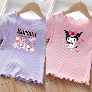 [พร้อมส่งจากไทย]เสื้อยืดเด็กสไตล์เกาหลีสำหรับเด็กผู้หญิง เสื้อลายการ์ตูนน่ารักคุโรมิ มี-สีให้เลือก เสื้อยืดเด็กหญิงผ้าล่าวนิ่ม สวมใส่สบาย