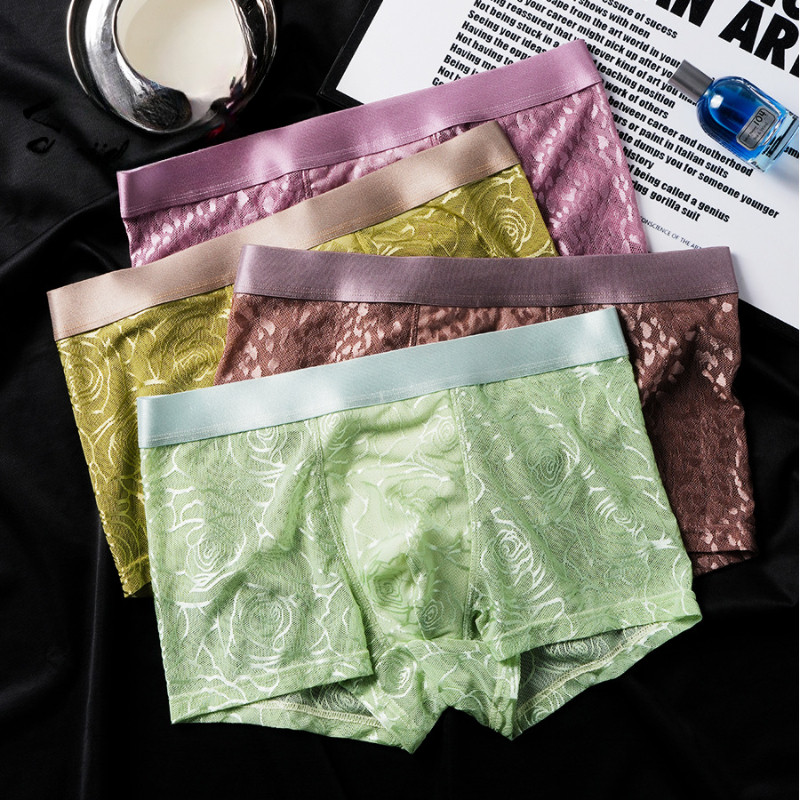 ชุดชั้นในชายผ้าไหมน้ำแข็งสไตล์ใหม่ ออกแบบมาพร้อมลายตาข่ายกลางเอว ใส่สบายและระบายอากาศดี - รูปที่ 5