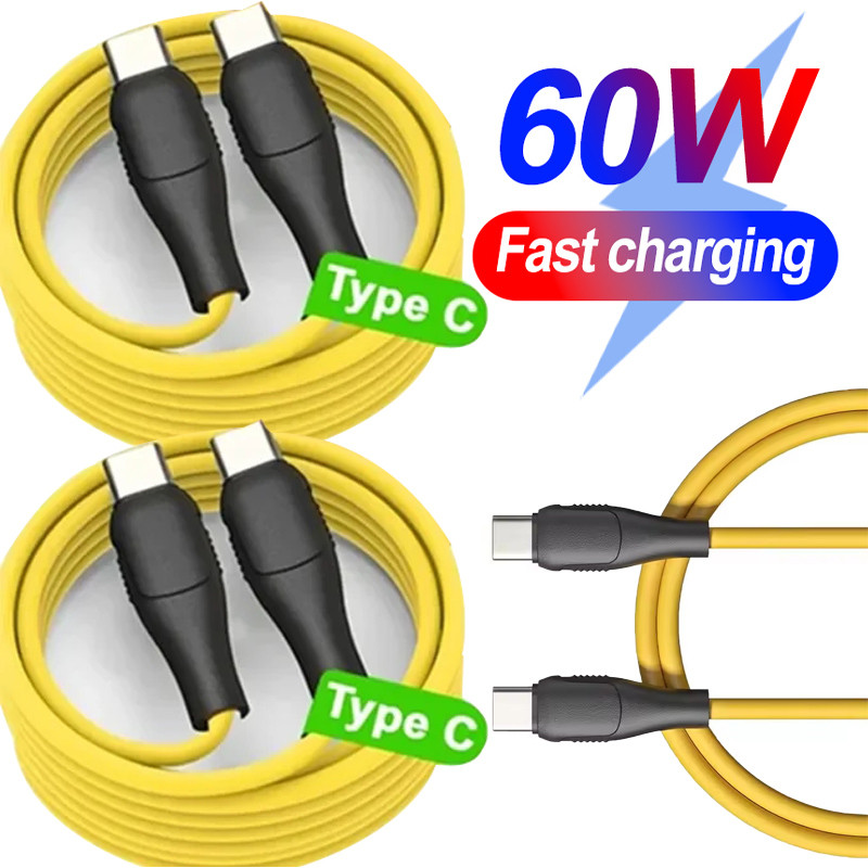 1/3/5 ชิ้น 60 วัตต์ความเร็วสูง Double Type C Data Lines - สายชาร์จข้อมูลความเร็วสูงที่ทนทานแบบพกพา