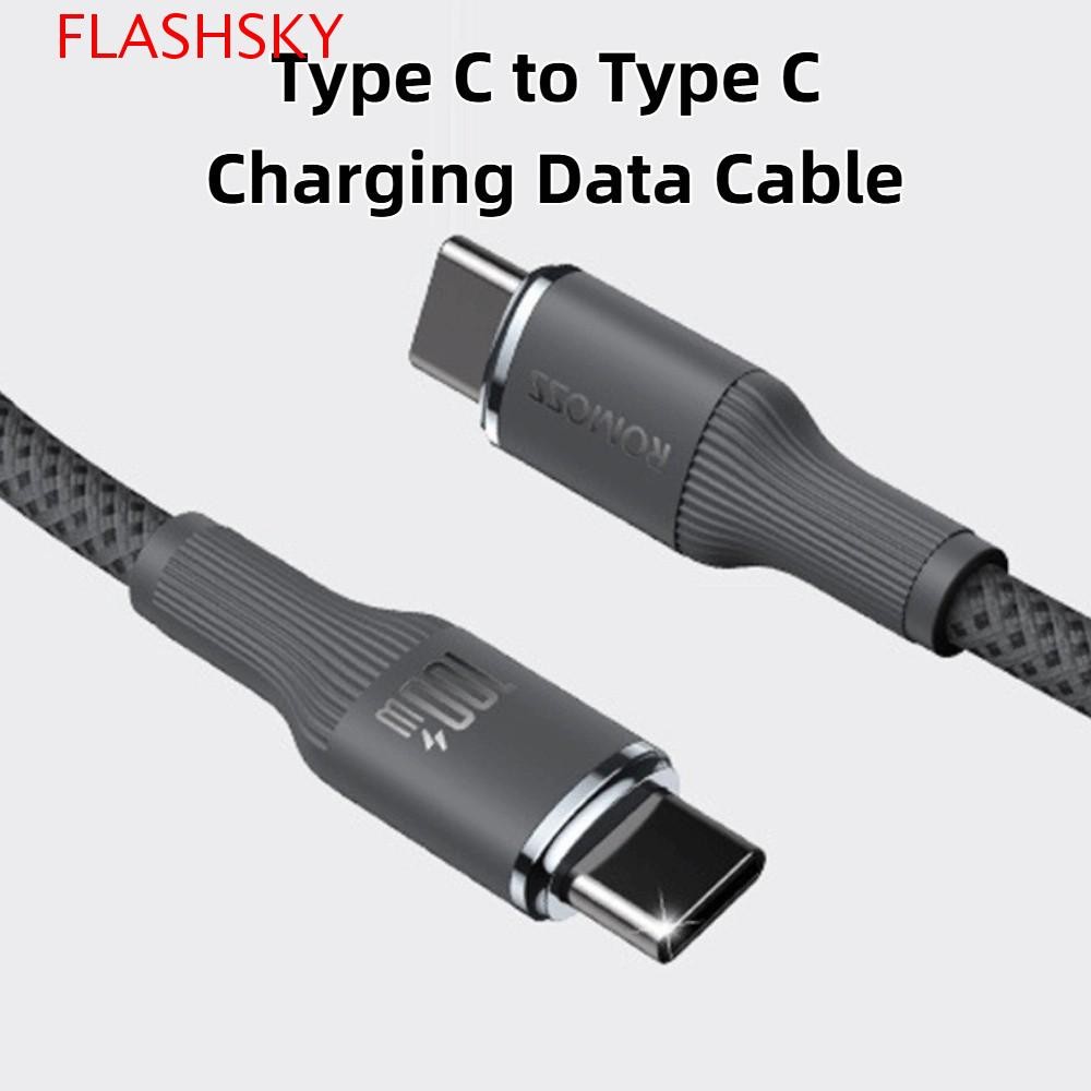 FLASHSKY Type C To Type C สายชาร์จข้อมูล, 100W 6A ชาร์จเร็วสุด Tpye C สายชาร์จ, USB Type C เปลือกทอค