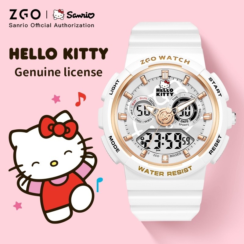 ZGO x Sanrio Hello Kitty นาฬิกาเด็กสําหรับเด็กผู้หญิงนักเรียนนาฬิกาดิจิตอลกีฬากันน้ําเรืองแสง 862