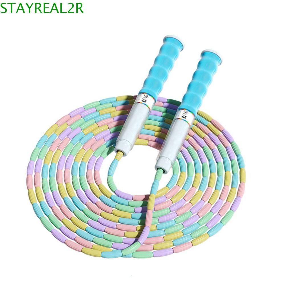 STAYREAL2R เชือกกระโดดลูกปัดอ่อน, ข้อต่อไม้ไผ่ 2.8 ม. Segmented Fitness Jump Rope, อุปกรณ์ฟิตเนส Ant