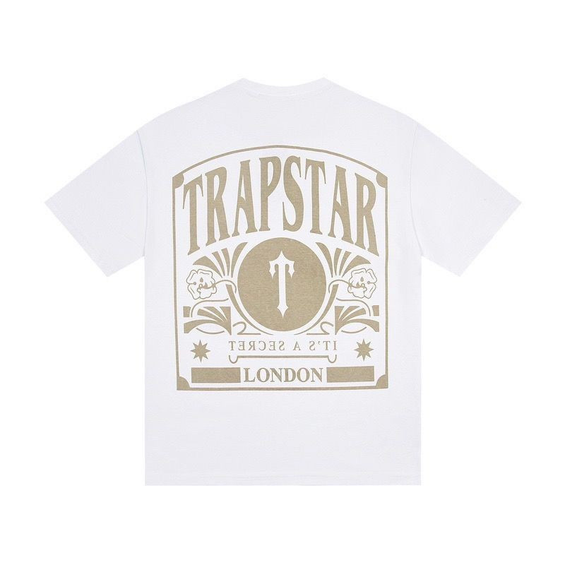 TRAPSTAR เสื้อยืดผ้าฝ้ายแท้ ออกแบบลายตัวอักษรย้อนยุค สไตล์อังกฤษ trendy