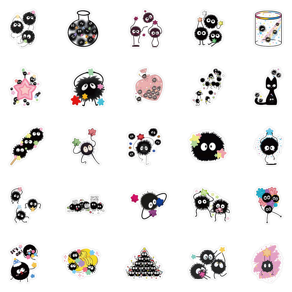 สติกเกอร์ Soot Sprites Ghibli ประเทศญี่ปุ่น จำนวน 50ชิ้น กันน้ำ สไตล์เก๋ไก๋ น่ารัก ขวดน้ำ Stickers ราคา ถูกที่สุด ดีลบีเคเค แกลเลอรีภาพที่ 5