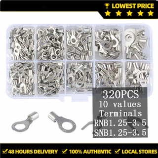 Tools.Shop.หางปลา แฉกเปลือย กลมเปลือย กล่อง320ตัว แฉก+กลม หางปลาต่อสายไฟ ขั้วต่อสายไฟ หัวเสียบทองเหลือง หางปลาแฉก หางปลา
