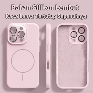 [Lapisan Beludru Softcase] Lens Protection Pink Soft 15PLUS Casing Premium Magnetic Silicone Case for iPhone 13 11 12 15 14 16 PRO MAX 14PLUS 16PLUS Black Blue Cover