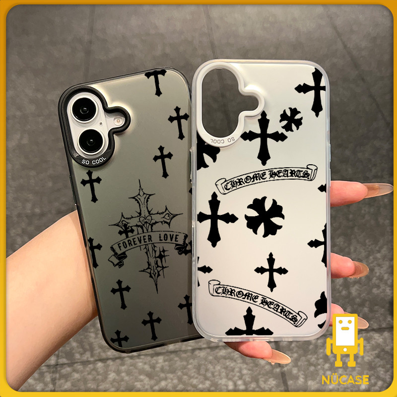 🔥NüCase🔥ส่งจากไทย สีดำหรูหราซิลิโคนแข็งกรณีโทรศัพท์ คริสต์สัญลักษณ์ for IPhone 13 15 7Plus 14 12 11 Pro MAX 7Plus X XR
