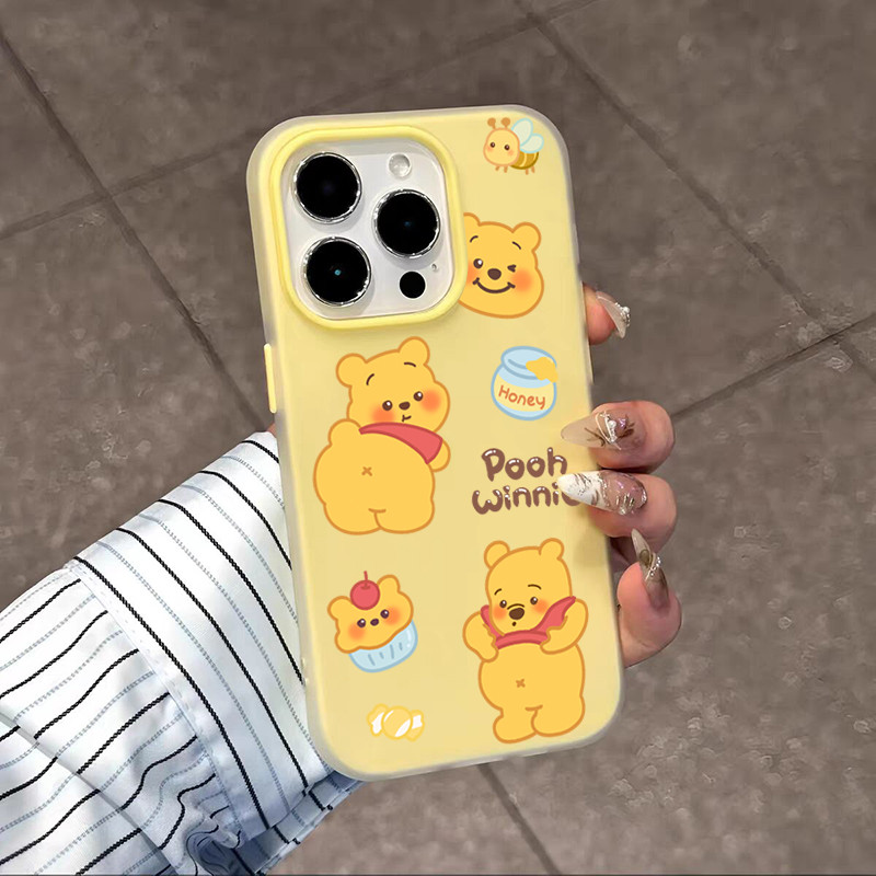 Candy สีเคสโทรศัพท์สําหรับ Iphone 11 13 12 Pro Max 16 15 14 Pro Max 16e XR X XS 7 8 Plus น่ารัก Winnie Bear ฝาครอบ