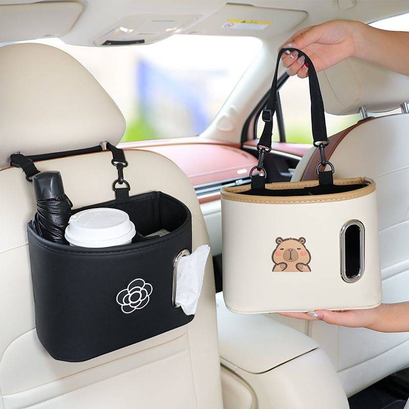 Car Storage Hanging Bag Seat Back Cute Cartoon Storage Box Tissue Box Multi-Functional Shopping Bags